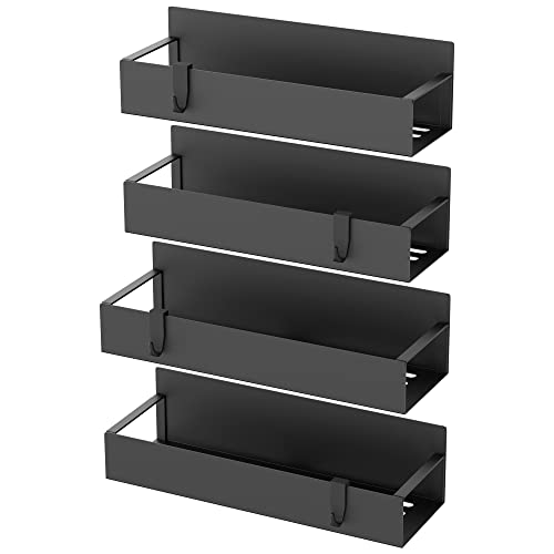 HuggieGems 4 Pack Magnetic Spice Rack Organizer for Refrigerator and Oven, Black Fridge Organizers and Storage - Image 4