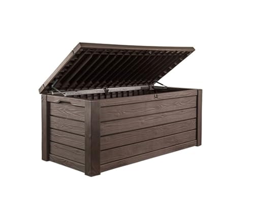 Keter Westwood 150 Gallon Resin Large Deck Box – Lockable Outdoor Storage with Bench Seating, Espresso Brown - Image 5