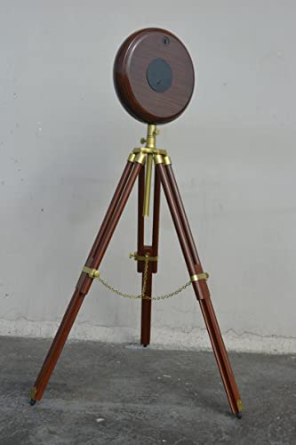 vintagedecor Wooden Floor Standing Clock – 65" Tall Adjustable Tripod Display with 12" Round Wooden Dial, Brown - Image 3