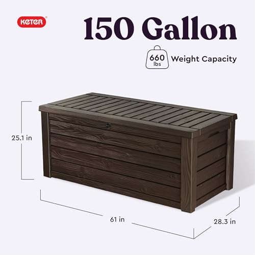 Keter Westwood 150 Gallon Resin Large Deck Box – Lockable Outdoor Storage with Bench Seating, Espresso Brown - Image 3