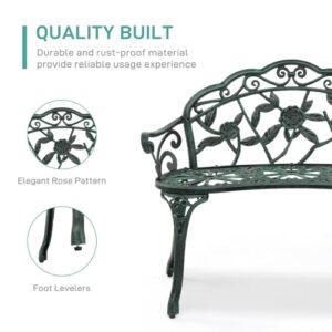 Alternative view of VINGLI Outdoor Rose Bench – Antique Cast Aluminum Garden Bench, Green, 2-Person Seati