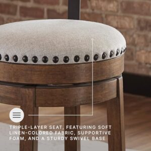 Alternative view of Ashley Furniture Valebeck Bar Stool – Casual-Industrial Swivel Stool with Cushioned Seat, Dark Brown, 37" Height