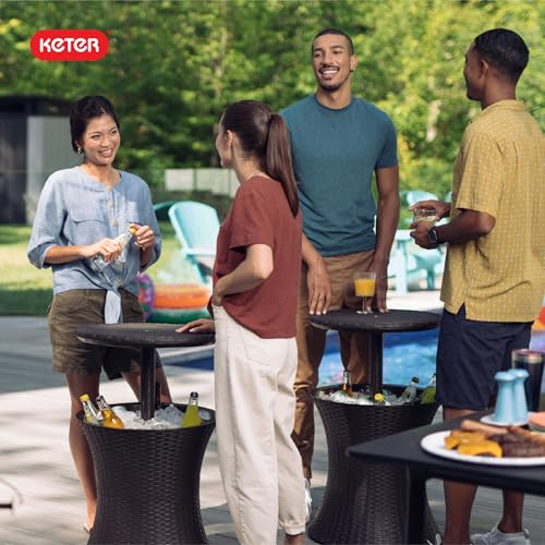 Keter Pacific Cool Bar – Outdoor Patio Table with 7.5 Gallon Hidden Cooler, Brown Rattan - Image 5