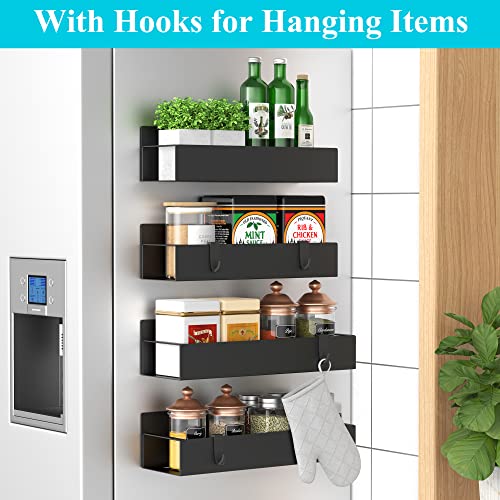 HuggieGems 4 Pack Magnetic Spice Rack Organizer for Refrigerator and Oven, Black Fridge Organizers and Storage - Image 7