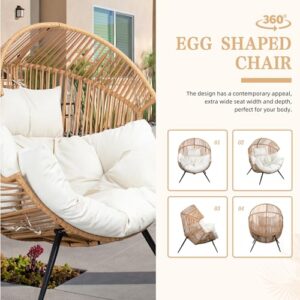 Alternative view of Vongrasig Outdoor Wicker Egg Chair – Oversized PE Rattan Lounge with Cloud-Soft Cushion, Beige